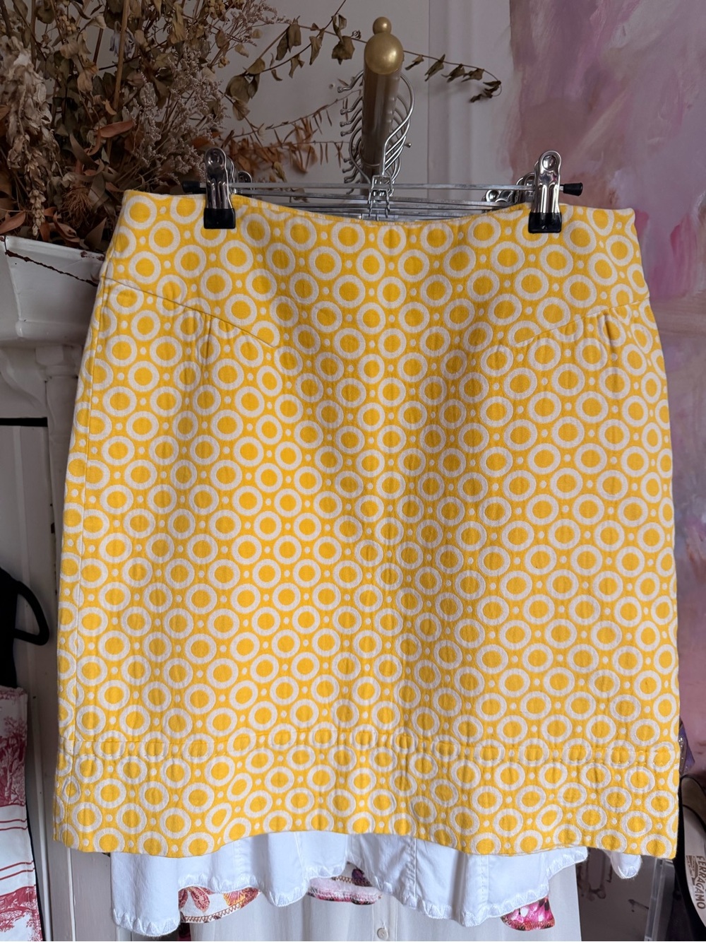 Moschino Yellow and White Mini Skirt
